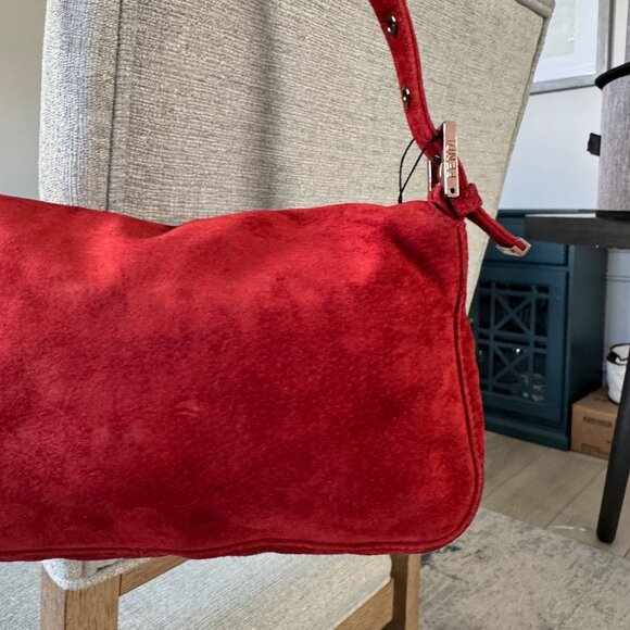 FENDI SUEDE Vintage Baguette Red - Picture 11 of 13